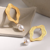 Wavy Pearl Drop Earrings