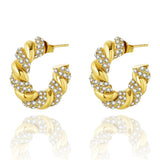Crystal Glittering Twist Hoop Earrings