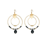 Boho Black Beads Hoop Earrings